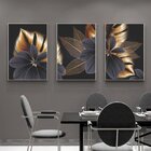 Kit Quadro Decorativo Folhas De Ouro Com Moldura Prata - 180x