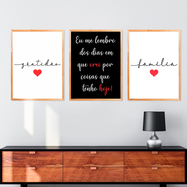 Kit Quadro Decorativo Gratidão Inclui Moldura 60x45