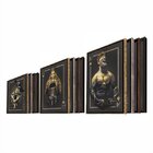 Kit Quadro Decorativo Imperio Dourado Com Moldura Preta - 240