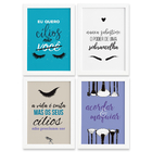 Kit Quadro Decorativo Maquiagem Frases Moldura Branca 4un 22x