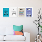 Kit Quadro Decorativo Maquiagem Frases Moldura Branca 4un 33x