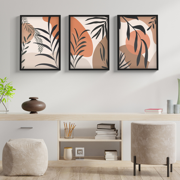 Kit Quadro Decorativo Minimalista Moldura E Vidro Para Sala Q