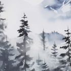 Kit Quadro Decorativo Paisagem Montanha Azul com Vidro 90x40cm Arte Própria 3 Unidades