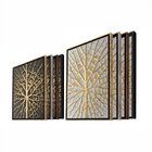 Kit Quadro Decorativo Raizes Da Vida Com Moldura Dourada - 24