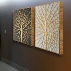 Kit Quadro Decorativo Raizes Da Vida Com Moldura Dourada - 24