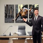 Kit Quadro Decorativo Touro De Wall Street