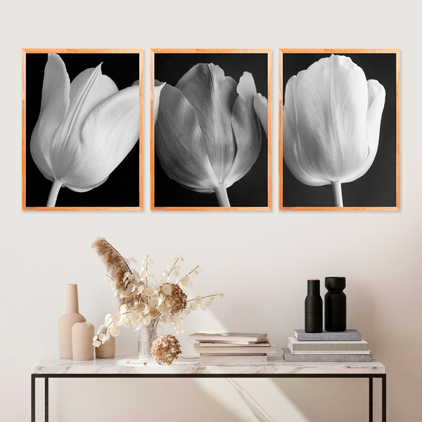 Kit Quadro Decorativo Vinil Tulipa Inclui Moldura 60x45