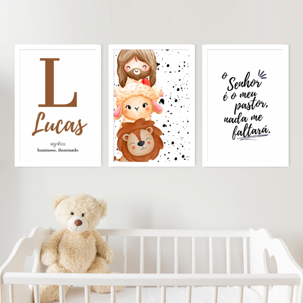Kit Quadro Infantil Personalizado Envie O Nome1 20x30 3 Pçs -