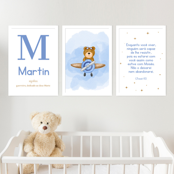 Kit Quadro Infantil Personalizado Envie O Nome5 20x30 3 Pçs -