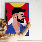 Kit Quadro Para Sala Moldura Grande Pop Art Cores Quentes