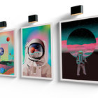 Kit Quadro Sala Escritório Moldura Vidro Grande Astronauta