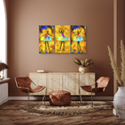 Kit Quadros Decorativo Abstrato Bailarinas Pintura Sala Luxo