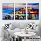 Kit Quadros Decorativo Barcos Espatulados