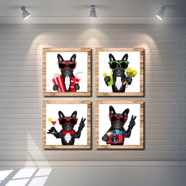 Kit Quadros Decorativo Cachorro Engraçado