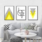 Kit Quadros Decorativos Amarelo Love Geométrico