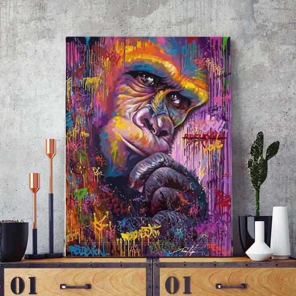 Kit Quadros Decorativos Animal Colorido Abstrato