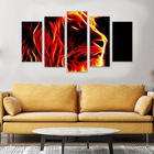 Kit Quadros Decorativos Animal Leão 5 Peças