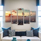 Kit Quadros Decorativos Aves Voando Ao Por Do Sol