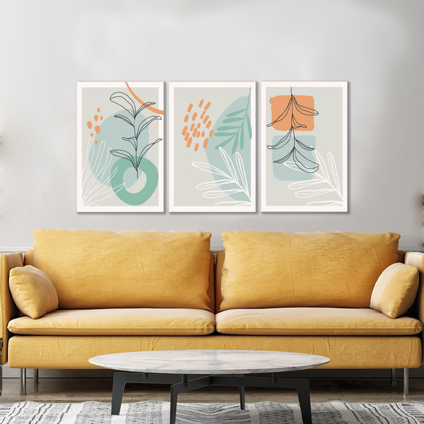 Kit Quadros Decorativos Azul Minimalista M2