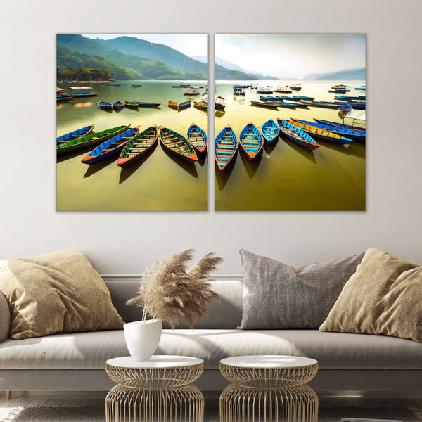 Kit Quadros Decorativos Barcos No Lago