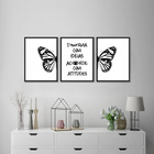 Kit Quadros Decorativos Borboleta E Frases