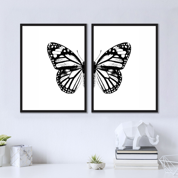 Kit Quadros Decorativos Borboleta Minimalista