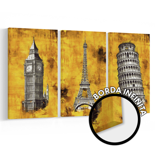 Kit Quadros Decorativos Borda Infinita Arte Abstrato 120x60