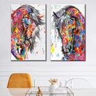 Kit Quadros Decorativos Cavalos Coloridos Moderno