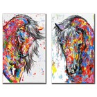 Kit Quadros Decorativos Cavalos Coloridos Moderno