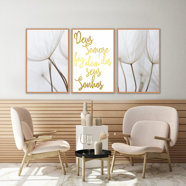 Kit Quadros Decorativos Dente De Leão E Frases