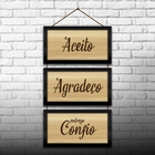 Kit Quadros Decorativos E Corda 3pçs 17x32 Agradeço E Confio