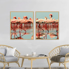 Kit Quadros Decorativos Flamingo 2 Peças