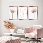 Kit Quadros Decorativos Flores E Love Rose Gold