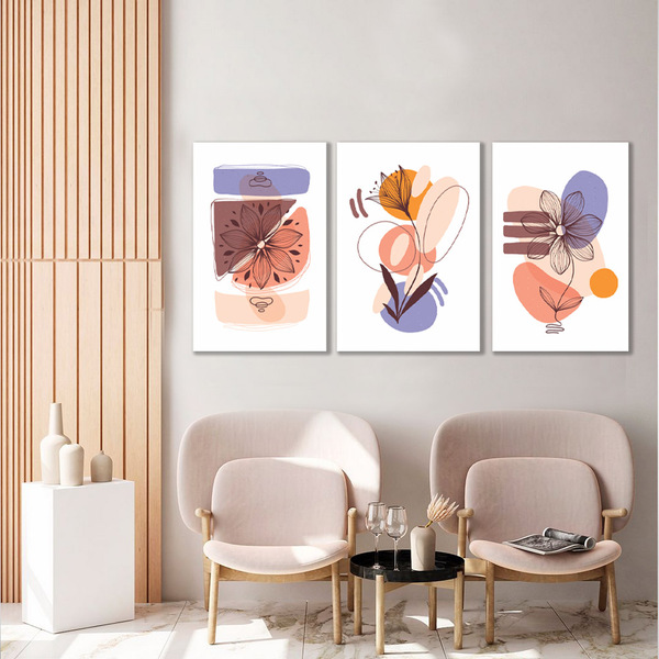 Kit Quadros Decorativos Flores Minimalistas