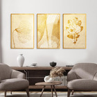 Kit Quadros Decorativos Folhagem Dourada