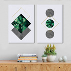 Kit Quadros Decorativos Folhagem Geometrica