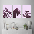 Kit Quadros Decorativos Folhagem Rosa