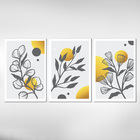 Kit Quadros Decorativos Folhas Minimalistas Dourado