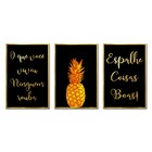 Kit Quadros Decorativos Frases Motivacionais Dourado