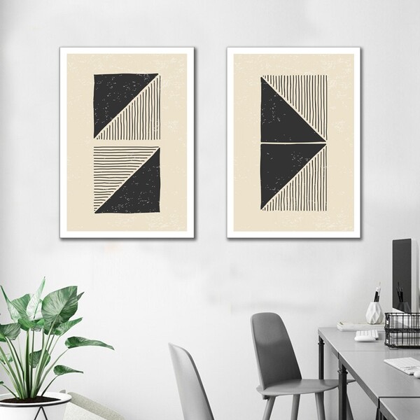 Kit Quadros Decorativos Geométrico Minimalista