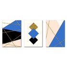 Kit Quadros Decorativos Geométricos Minimalista Azul