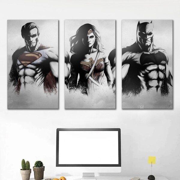 Kit Quadros Decorativos Heróis Dc