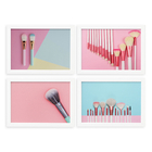 Kit Quadros Decorativos Maquiagem Pincéis Moldura Branca 4un