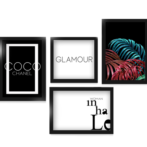 Kit Quadros Decorativos Moldura Para Sala Quarto Luxo Chanel