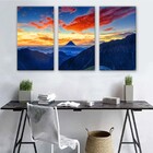 Kit Quadros Decorativos Montanhas Ao Por Do Sol