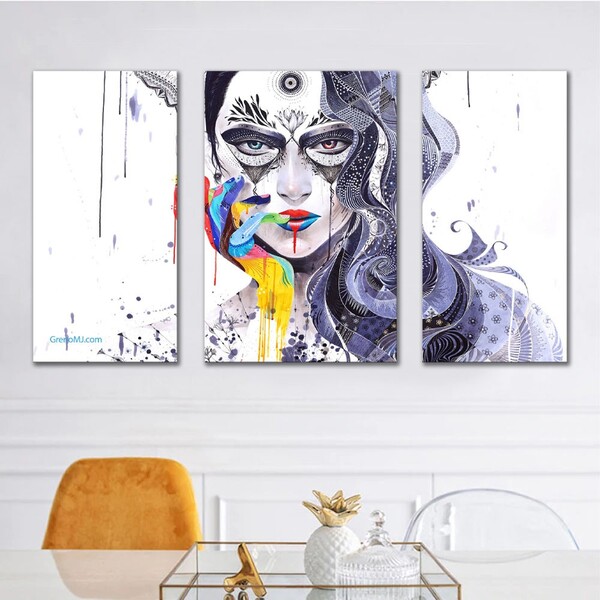 Kit Quadros Decorativos Mulher Abstrata M2