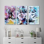 Kit Quadros Decorativos Mulher Com Flores Abstrata