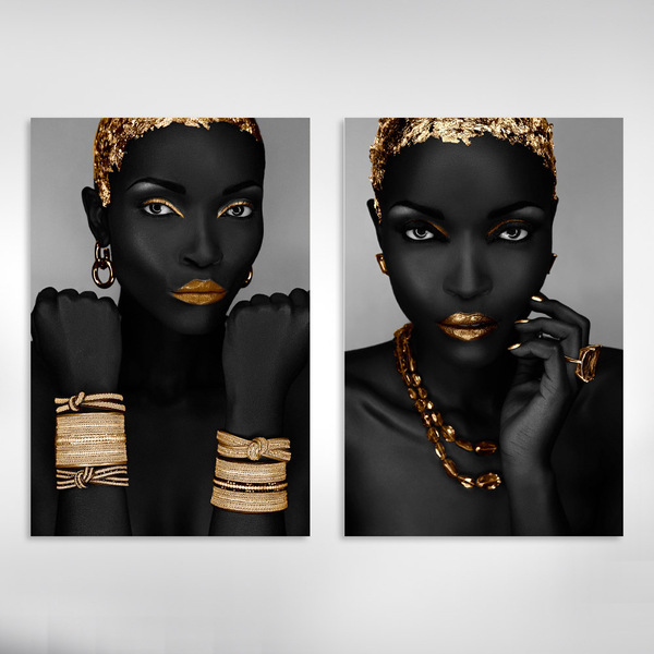 Kit Quadros Decorativos Nrega Dourada