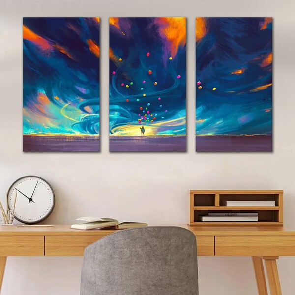 Kit Quadros Decorativos Paisagem Menino Brincando