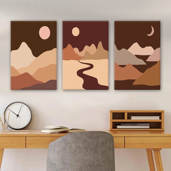 Kit Quadros Decorativos Paisagem Minimalista Dia E Noite